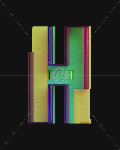 Letter H from Colorful Plastic View 2 on Yellow Images Creative Fonts - S71336