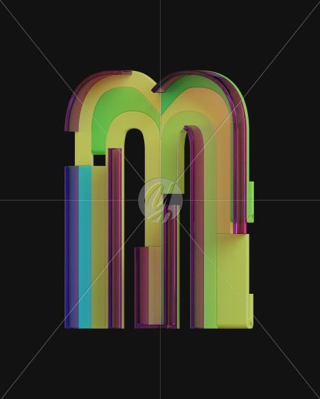 Letter M from Colorful Plastic View 2 on Yellow Images Creative Fonts - S71341