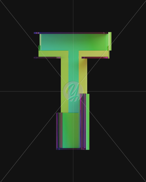 Letter T from Colorful Plastic View 2 on Yellow Images Creative Fonts - S71348