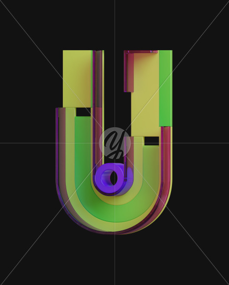 Letter U from Colorful Plastic View 2 on Yellow Images Creative Fonts - S71349