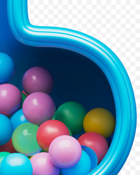 4 from Balls Falling alphabet on Yellow Images Creative Fonts - S71486