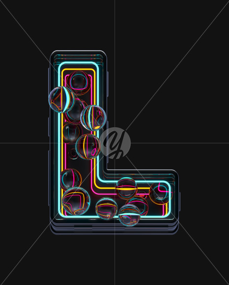 Letter L from Neon Spheres alphabet on Yellow Images Creative Fonts - S71510