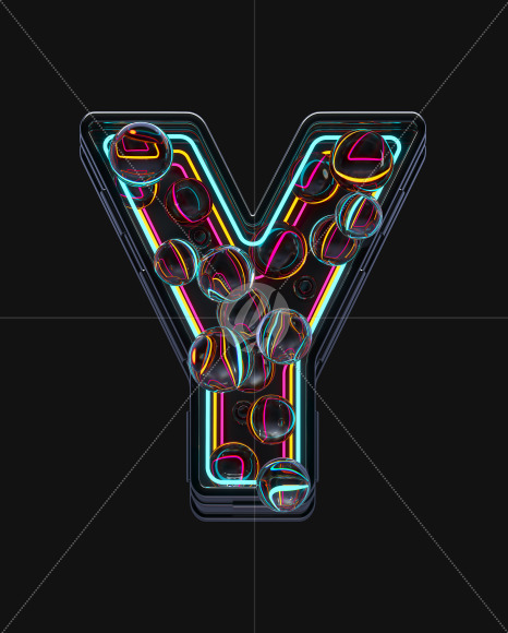 Letter Y from Neon Spheres alphabet on Yellow Images Creative Fonts - S71523