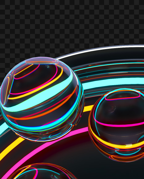 9 from Neon Spheres alphabet on Yellow Images Creative Fonts - S71534