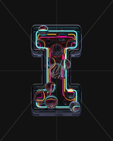 Letter I from Neon Spheres alphabet on Yellow Images Creative Fonts - S71507