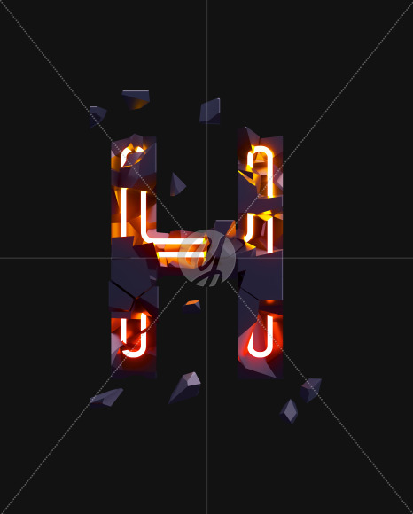 Letter H from Destruction neon on Yellow Images Creative Fonts - S71595