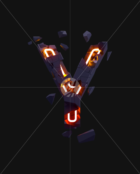 Letter Y from Destruction neon on Yellow Images Creative Fonts - S71612