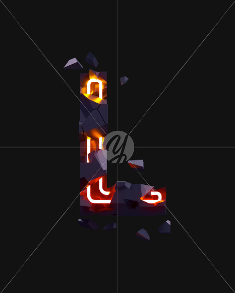 Letter L from Destruction neon on Yellow Images Creative Fonts - S71599