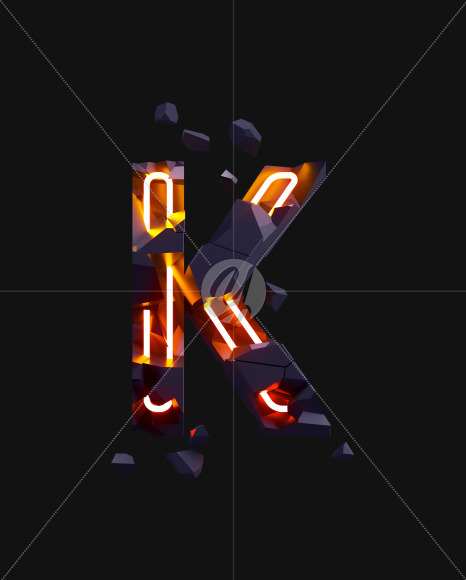 Letter K from Destruction neon on Yellow Images Creative Fonts - S71598