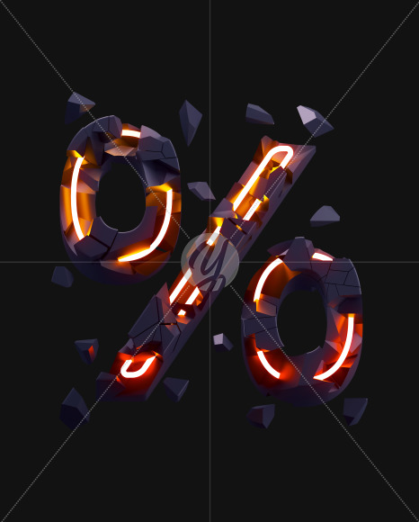 Percent from Destruction neon on Yellow Images Creative Fonts - S71626