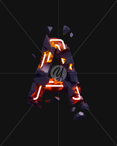 Letter A from Destruction neon on Yellow Images Creative Fonts - S71588