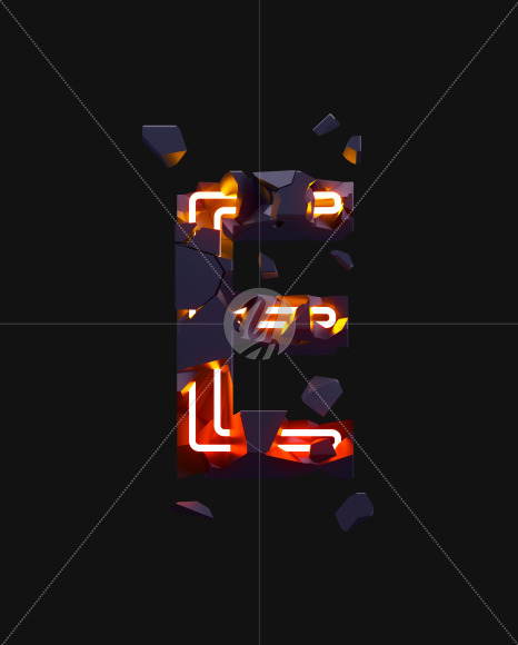 Letter E from Destruction neon on Yellow Images Creative Fonts - S71592