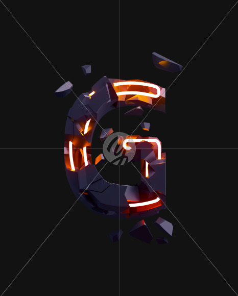 Letter G from Destruction neon on Yellow Images Creative Fonts - S71594