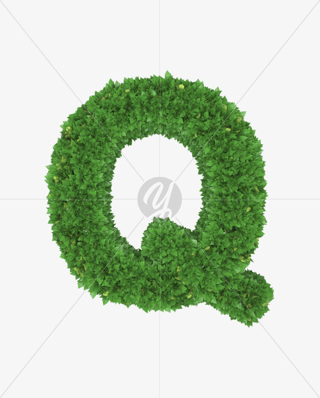 Letter Q from Boxwood leaves font on Yellow Images Creative Fonts - S71762