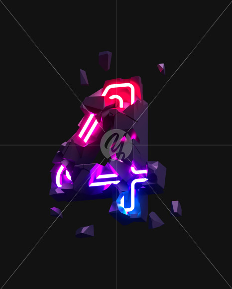 4 from Broken Neon alphabet on Yellow Images Creative Fonts - S71802