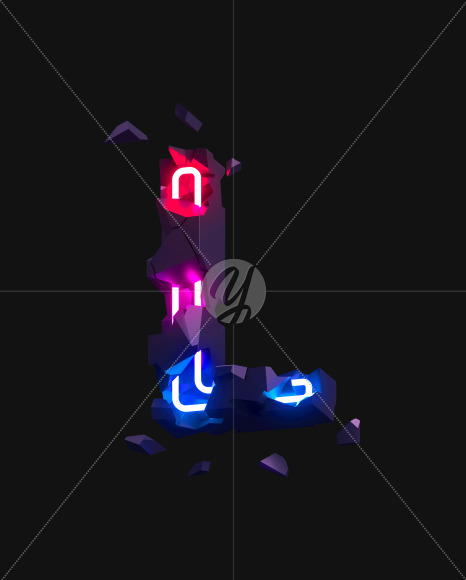 Letter L from Broken Neon alphabet on Yellow Images Creative Fonts - S71784