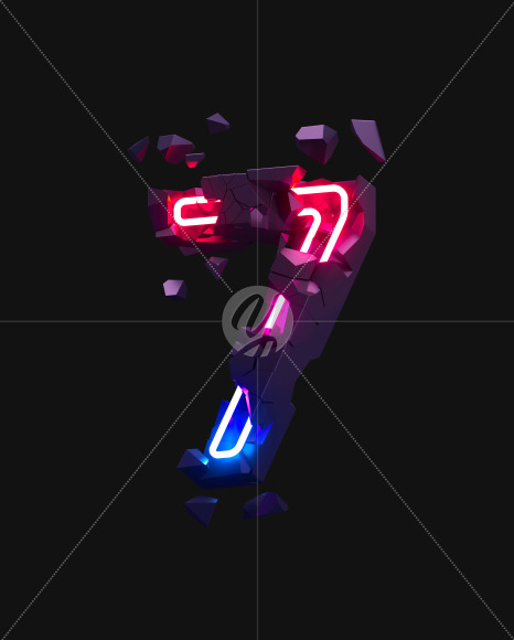 7 from Broken Neon alphabet on Yellow Images Creative Fonts - S71805