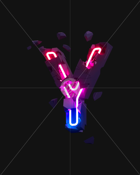 Letter Y from Broken Neon alphabet on Yellow Images Creative Fonts - S71798