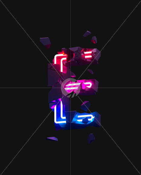 Letter E from Broken Neon alphabet on Yellow Images Creative Fonts - S71777