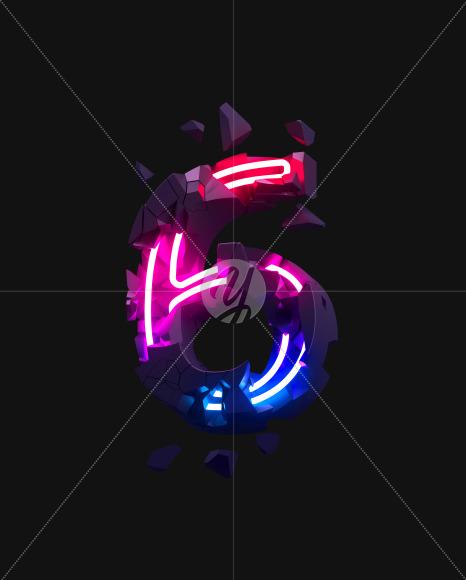 6 from Broken Neon alphabet on Yellow Images Creative Fonts - S71804