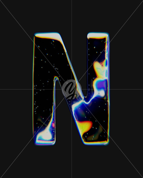 Letter N from Dispersive Glass Font on Yellow Images Creative Fonts - S72029