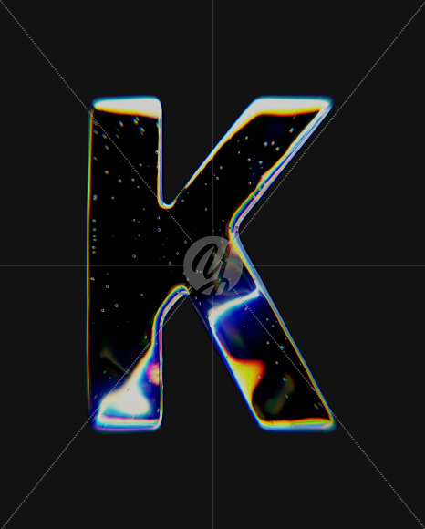 Letter K from Dispersive Glass Font on Yellow Images Creative Fonts - S72026