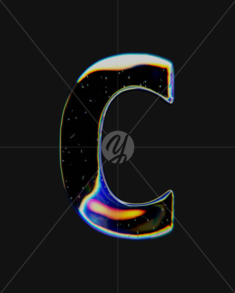 Letter C from Dispersive Glass Font on Yellow Images Creative Fonts - S72018