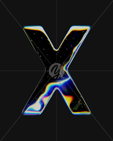 Letter X from Dispersive Glass Font on Yellow Images Creative Fonts - S72039