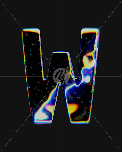 Letter W from Dispersive Glass Font on Yellow Images Creative Fonts - S72038