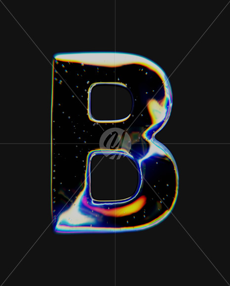 Letter B from Dispersive Glass Font on Yellow Images Creative Fonts - S72017