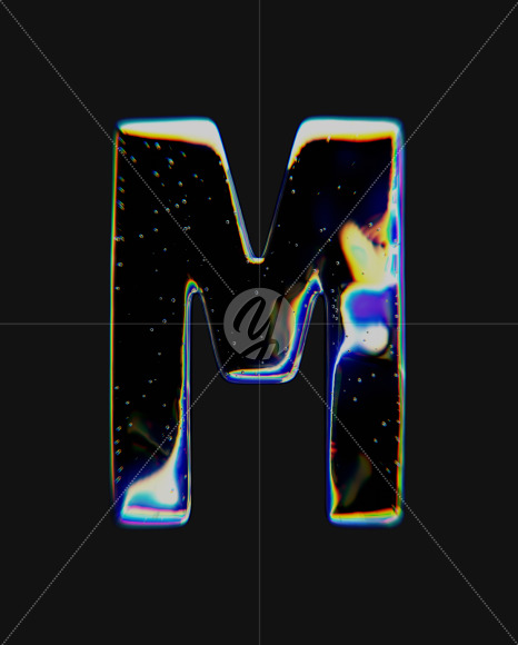 Letter M from Dispersive Glass Font on Yellow Images Creative Fonts - S72028