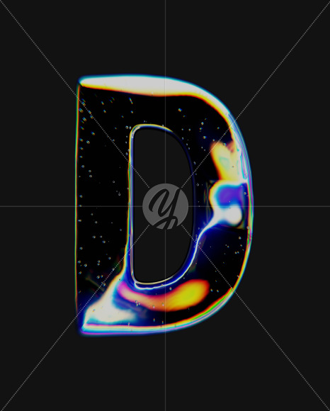 Letter D from Dispersive Glass Font on Yellow Images Creative Fonts - S72019