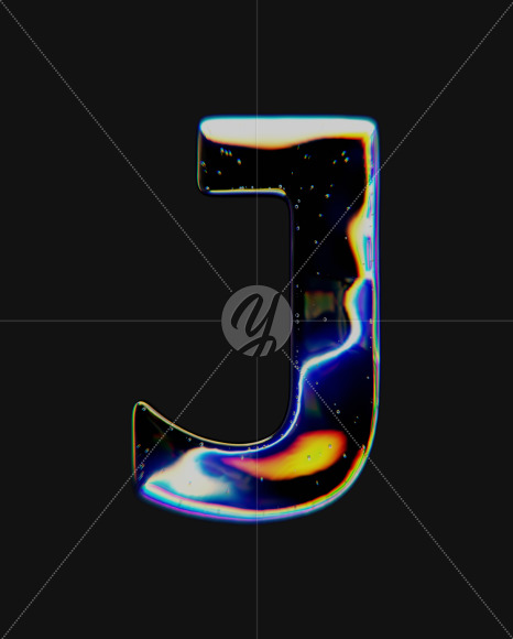 Letter J from Dispersive Glass Font on Yellow Images Creative Fonts - S72025