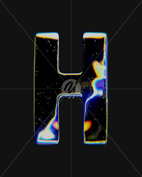 Letter H from Dispersive Glass Font on Yellow Images Creative Fonts - S72023