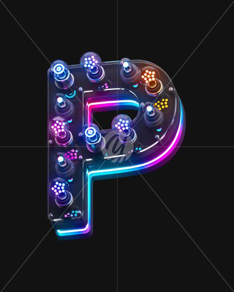 P on from Pop Neon 3d on-off alphabet on Yellow Images Creative Fonts - S72173