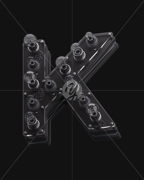 K off from Pop Neon 3d on-off alphabet on Yellow Images Creative Fonts - S72164