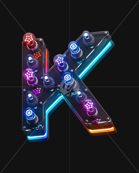 K on from Pop Neon 3d on-off alphabet on Yellow Images Creative Fonts - S72163