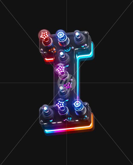 I on from Pop Neon 3d on-off alphabet on Yellow Images Creative Fonts - S72159