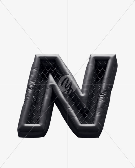 Letter N from Fight night -black alphabet on Yellow Images Creative Fonts - S72366