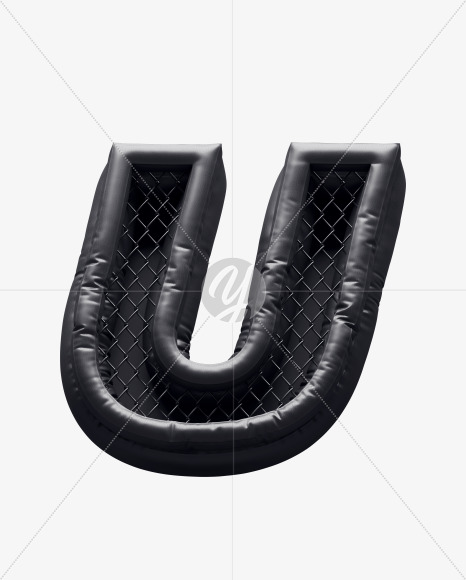 Letter U from Fight night -black alphabet on Yellow Images Creative Fonts - S72373