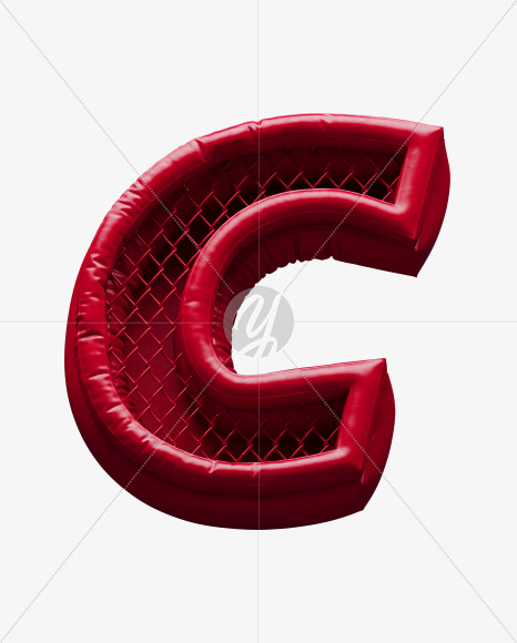 Letter C from Fight night - red alphabet on Yellow Images Creative Fonts - S72398