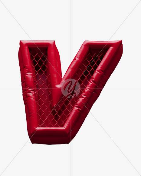 Letter V from Fight night - red alphabet on Yellow Images Creative Fonts - S72417