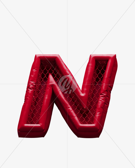 Letter N from Fight night - red alphabet on Yellow Images Creative Fonts - S72409