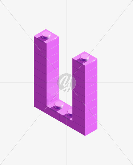 Letter U from 3d lego on Yellow Images Creative Fonts - S72560