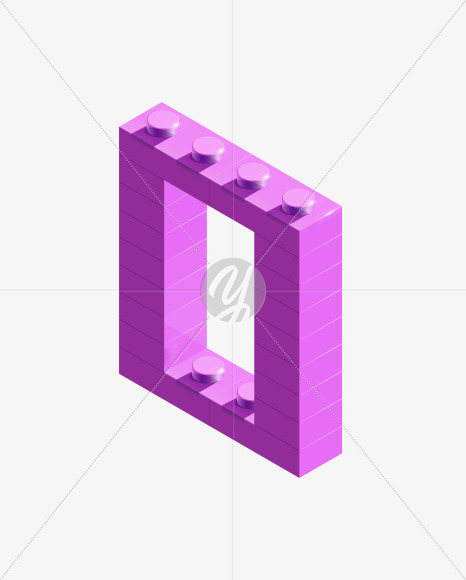 Letter O from 3d lego on Yellow Images Creative Fonts - S72554