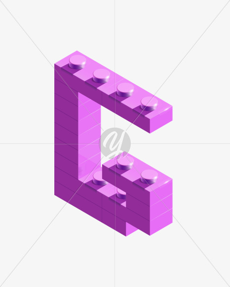 Letter G from 3d lego on Yellow Images Creative Fonts - S72546