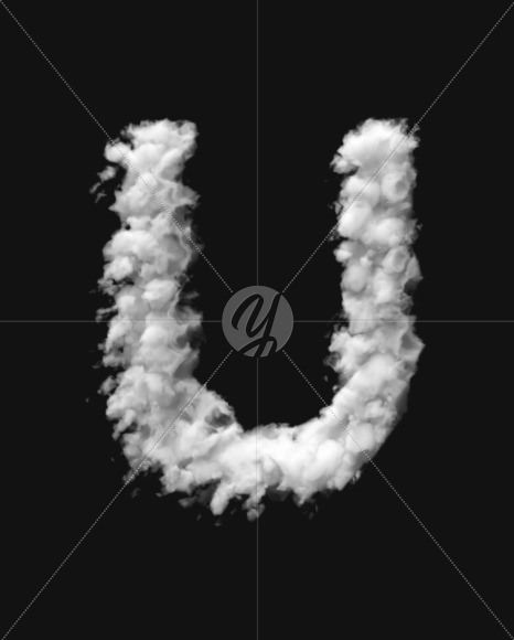 Letter U from White Dense Clouds on Yellow Images Creative Fonts - S72712