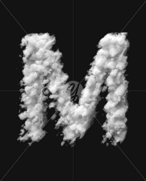 Letter M from White Dense Clouds on Yellow Images Creative Fonts - S72704