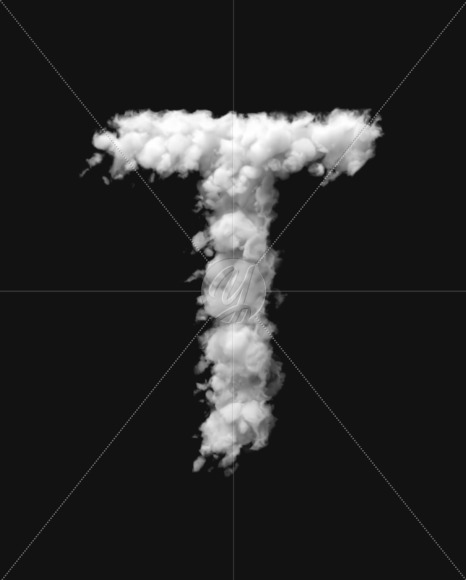 Letter T from White Dense Clouds on Yellow Images Creative Fonts - S72711