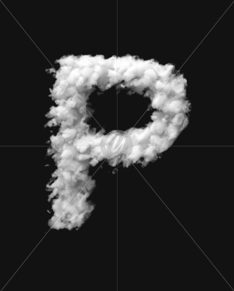 Letter P from White Dense Clouds on Yellow Images Creative Fonts - S72707